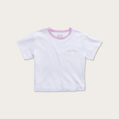 Tecovas Women's Vintage Ringer T-Shirt, White/Lilac, Cotton, Large