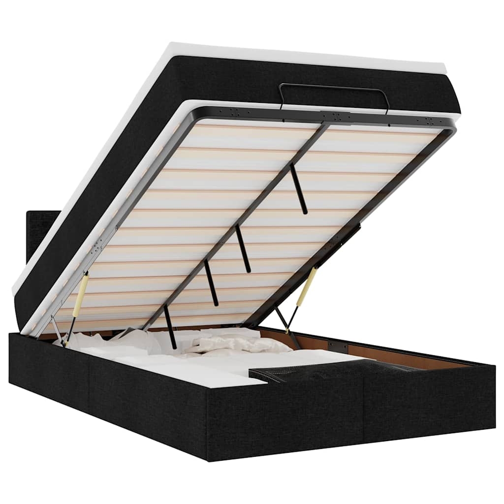 vidaXL Ottoman-Bett mit Matratze & LEDs Schwarz 120x200 cm Stoff Image