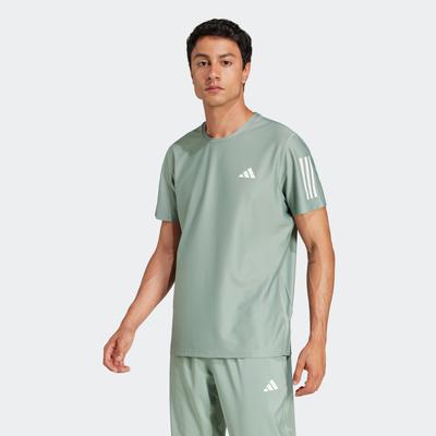 Laufshirt ADIDAS PERFORMANCE "OTR B TEE", Herren, Gr. M, silber (silber grün), Obermaterial: 86% Polyester, 14% Elasthan