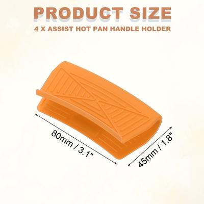 4 Pcs Silicone Assist Hot Pan Handle Holder, Square Edge Arc