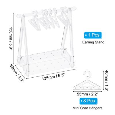 1 Set Earring Holder 8 Coat Hangers, Acrylic Earring Organizer 20 Hole