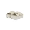 Pantolette CALVIN KLEIN JEANS "FLATFORM CROSS MG UC", Damen, Gr. 41, beige (creme), Leder, modisch, Schuhe, Plateau, Sommerschuh, Schlappen mit Kreuzbandage