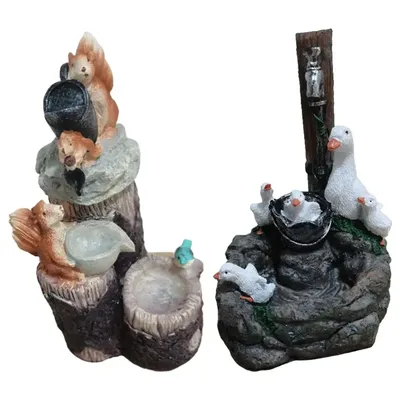 Outdoor Animal Statue Water Fountain Figurine - Perfect Patio Decor for Lawn, Garden, , or Deck -