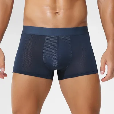 Herren-Unterwäsche aus Eisseide, antibakteriell, atmungsaktive Netzhose, Sommer, dünne Boxershorts, sexy und bequeme Boxershorts Image