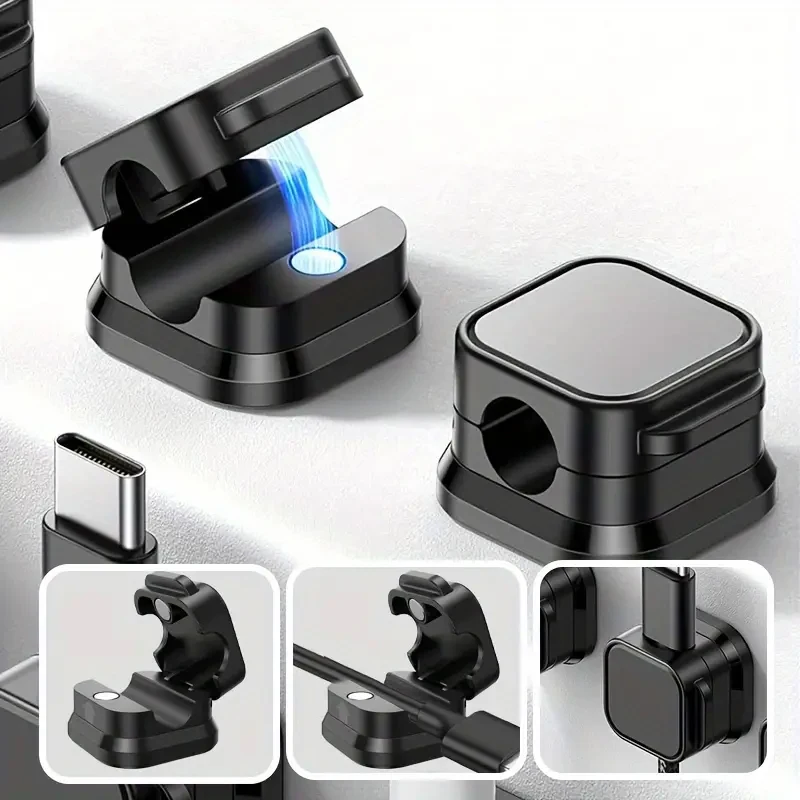 6 stücke Magnetische Kabel Clips Einstellbare Nicht-slip Kabel Organizer Lade Daten Kabel Lagerung Clip Für Ordentlich Büro Schreibtisch auto Und Hause