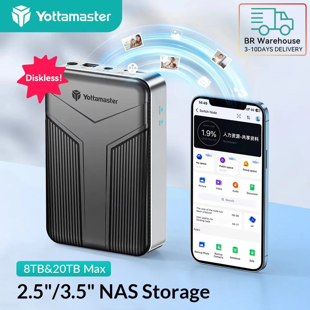 Yottamaster 2,5"/ 3,5" SATA HDD NAS Netzwerk Privater Cloud-Speicher Festplattengehäuse Cloud-Speicher mit externem Festplattengehäuse Image