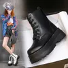 Mittellange Stiefel für Damen, 2024, Herbst und Winter, neue warme Plateaustiefel mit dicken Sohlen, Damenschuhe, große Größe
