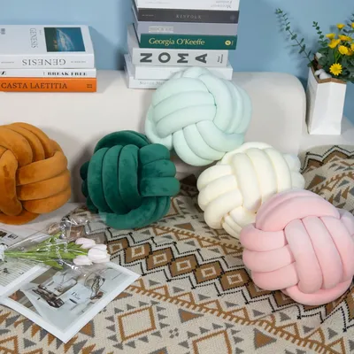 1 stücke Nordic Gestreiften Kissen Plüsch Kissen Wurf Knoten Wurf Kissen Kissen Sofa Kissen Image