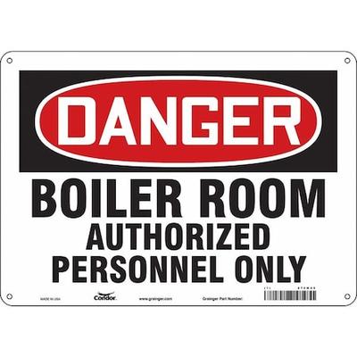 CONDOR 472M45 Safety Sign, 10 in Height, 14 in Width, Aluminum, Horizontal