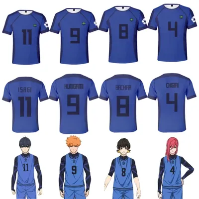 Anime Japanese Blue Lock Isagi Yoichi Football Jersey T-shirt Cosplay Hyoma Chigiri Meguru Bachira