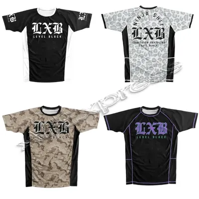 V1 LXB AJJ V2 BLACK RASH GUARD Levelxblack Jersey T-shirt Quick Drying Suit Gym Tee RANKED V2 RASH