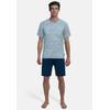 Shorty TOM TAILOR "Kilkenny", Herren, Gr. 48 (S), blau, Jersey, Obermaterial: 80% Baumwolle, 20% Polyester, casual, bequem kurz, Rundhals, Kurzarm, Homewear-Sets, Mit kleiner Brusttasche
