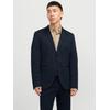 Sakko JACK & JONES "JPRJAXON Jersey Blazer mit Stretch für stylischen Look", Herren, Gr. 46, blau (schwarz navy), Web, Obermaterial: 79% Polyester, 18% Viskose, 3% Elasthan, unifarben, modisch, slim fit, Langarm, Sakkos, meliert, modisch, slim fit,...