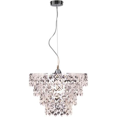NÄVE Pendelleuchte "Fancy", transparent (klar), 1 flammig, Ø 38,00cm H: 120,00cm,, Lampen, 1x E27 exkl. max. 40 W, mit Acrylbehang in Kristallform, Höhe 120cm Image