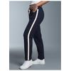 Jerseyhose TRIGEMA "TRIGEMA Jogginghose mit kontrastfarbigen Akzenten", Damen, Gr. S, US-Größen, blau (navy), 50% Baumwolle, 50% Polyester, Basic, Hosen