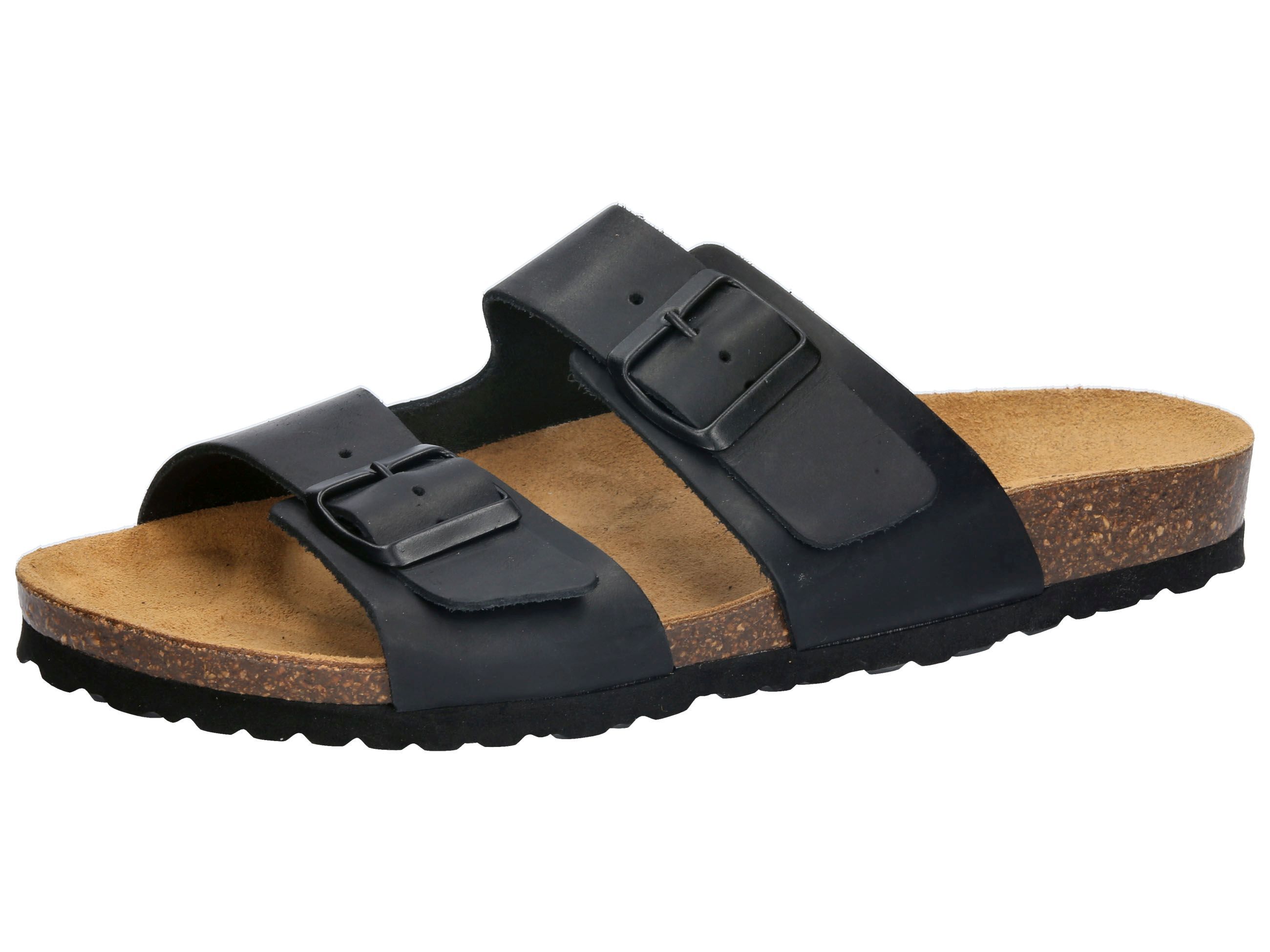 Pantolette LICO "Pantolette Bioline Jenrik", Herren, Gr. 44, schwarz, Leder, Schuhe Pantolette