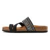 Pantolette LASCANA "Mule, Sandale, offener Schuh, Sommerschuh", Damen, Gr. 41, schwarz, Obermaterial: 50% Synthetik, 50% Textilmaterial. Decksohle: 100% Rindsleder. Laufsohle: 100% Synthetik, Glitzer, casual, Schuhe, mit Komfortkorkfußbett aus Leder...