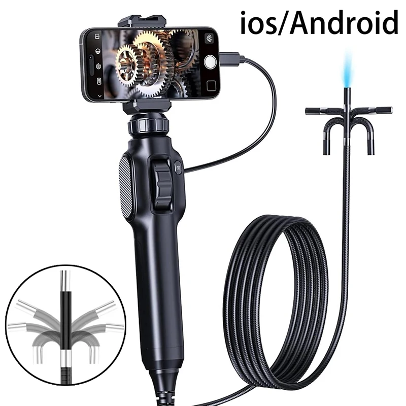Zwei-Wege-360 ° Gelenkendes Endoskop HD 1080P Endoskop 8,5 mm wasserdichte Sonde Autoinspektionsendoskop für Android/iOS-Telefon Image