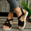 Damen-Sandalen mit Keilabsatz, 2025, neue Sommer-Plateau-Sandalen, offene Zehen, Espadrilles, Schuhe für Damen, Retro-Outdoor-Damen, lässige Sandalen