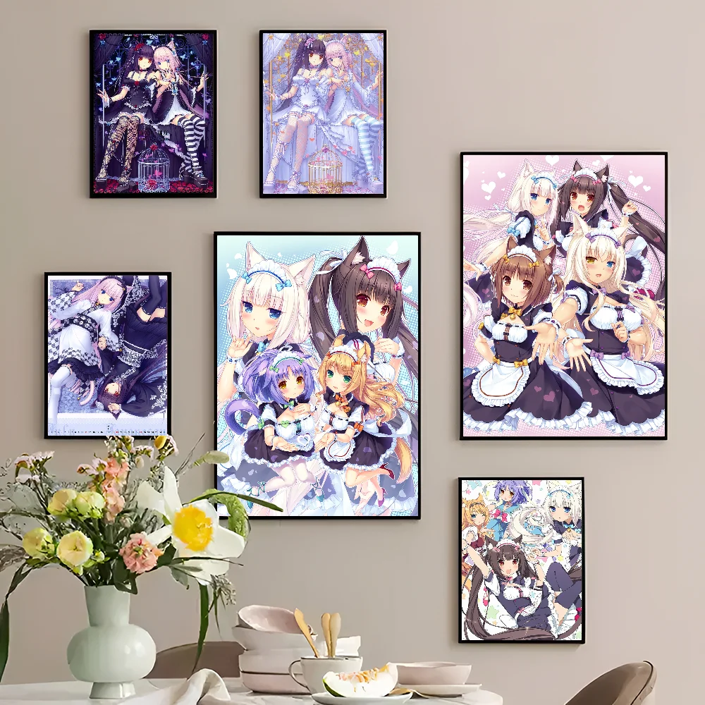 Anime Nekopara Film Vintage Poster klebrige White paper druckt Poster Kunstwerk Poster Wanda uf kleber Image