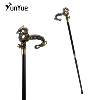Black Gold Luxury Dragon Handle Fashion Walking Stick for Party Man Elegant Vintage Hand Cane Lady Dress Walking Cane Knob 93CM
