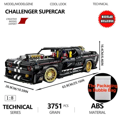 MOC Technische Challenger Sportwagen Bausteine Ziegel Montage Supercar Modell Spielzeug für Jungen Geburtstag Geschenk Set DesktopToys Image