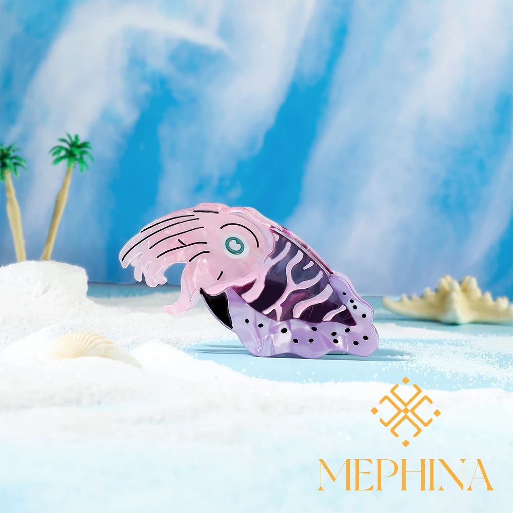 MEPHINA Haarklammern mit Ozean-Thema, Tintenfisch-Haarklammern, lila, elegante Hai-Clips, kreative glänzende Haarspangen, Zubehör für Frauen Image