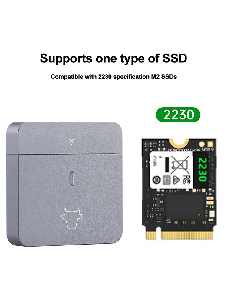 M.2 NVMe 2230 Festplattenbox USB3.2 Gen2 Festplattenbox Plug and Play Mobile Solid State Disk Case Aluminiumlegierung für M2 2230 SSD Image