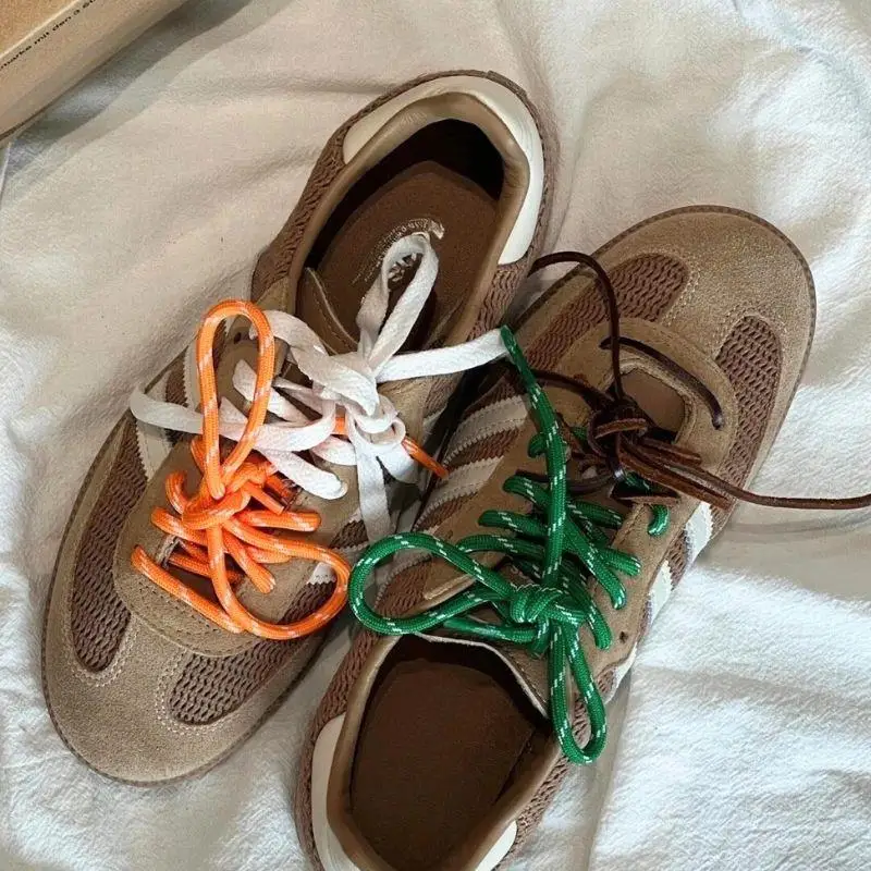 4 Teile/satz Vintage Schnürsenkel DE Training Miu Runde Flache Leder Schnürsenkel Kombination DIY Sport Casual Individuelle Schuhe Schnürsenkel