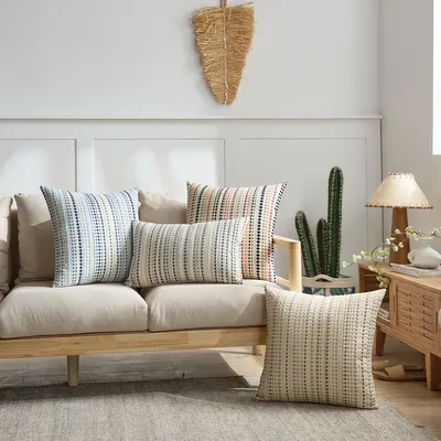 Hochwertiger, garngefärbter gepunkteter Kissenbezug im modernen nordischen Stil, geeignet für Schlafzimmer, Sofa, Auto, Kissenbezug 30 x 50 40 x 40 45 x 45 50 x 50 Image