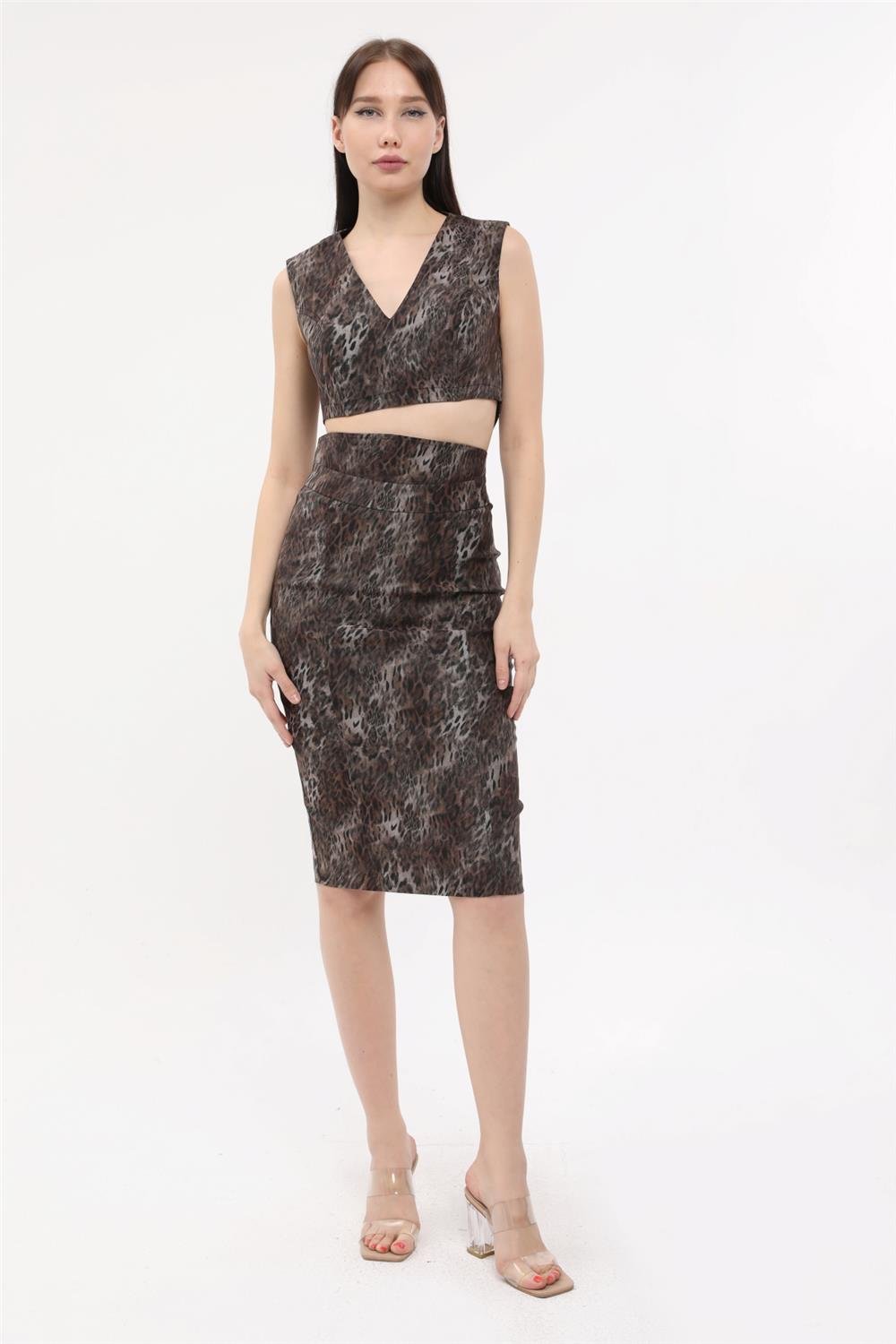 Leopardenmuster Bleistiftrock Image