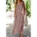 Damen Midikleid Leinen-inspirierte Kleider Freizeitkleid Baumwoll-Leinenkleid Sommerkleid Mode Basic Urlaub Täglich Ausgehen Normale Passform Einfach Ärmellos V Ausschnitt Leicht Braun Khaki Leicht