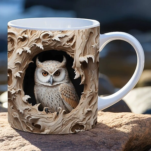 3d eule becher 400ml keramik kaffee mark tasse tee wasser tasse neue loch wand Image