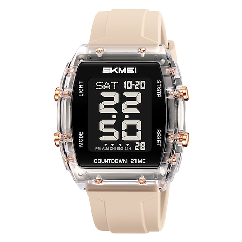 SKMEI 2409 Wasserdichte Elektronische Uhr Luxus Outdoor Countdown Stoppuhr Digitale Armbanduhr Valentinstagsgeschenk für Männer Frauen Kalender LED-Licht Silikon Uhr Image