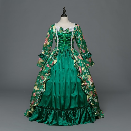 18. Jahrhundert Ballkleid Cocktailkleid Maxi Kleid Normal Ein Hauch Jacquard Ballkleid Quadrathals Kostüm Damen Alle Halloween Maskerade 44287 Abschlussball Festival Erwachsene Ganzjahres Image