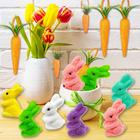 24pcs/set Easter Foam Flocked Bunny Ornaments Set, Glitter Carrot Hanging Decorations Set, Festive Party Decor for Easter Tree, Home, Spring Celebration