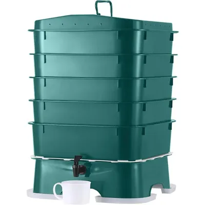 Plus 5 – Tray Worm Composter -Dark Green,Sustainable Design for Both Indoor & Outdoor, Worm Compost