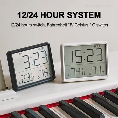 Ultra Thin Alarm Clock LCD Large Screen Digital Temperature Hygrometer Alarm Clock Magnetic Desgin