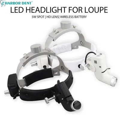 White/Black 5W Dental LED Head Light Lamp For Binocular Loupes Brightness Spot Ajustable Dentist