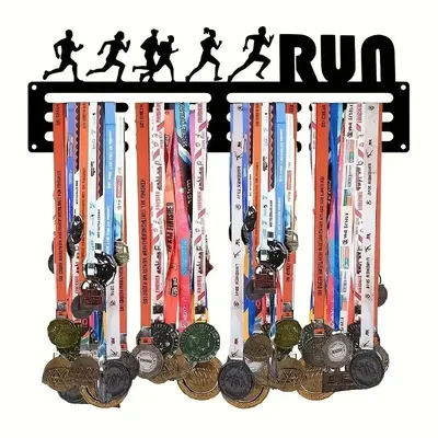 Customizable Sports Medal Holder - Wall-Mounted Display Rack for 60 Medals, Perfect for Running,