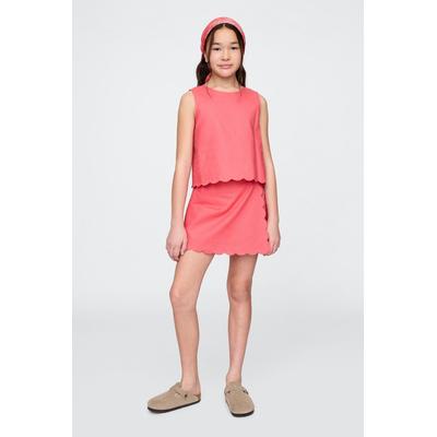 Gap Girls Pink Linen-Cotton Scalloped Wrap Skort (4-13yrs) - Pink