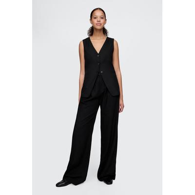 Gap Womens Black Wide Leg Heavyweight Linen-Blend Trousers - Black
