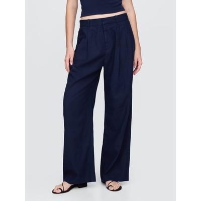 Gap Blue Wide Leg Heavyweight Linen-Blend High Waisted Wide Trousers