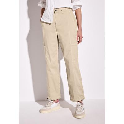 Cargohose STREET ONE, Damen, Gr. 46, Länge 30, barley beige, Web, 98% Baumwolle, 2% Elasthan, unifarben, casual, gerade knöchelfrei, Hosen, High Waist Image