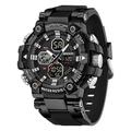SANDA – Montre digitale homme avec grand cadran, sport extérieur, lumineuse, alarme, calendrier, chronographe