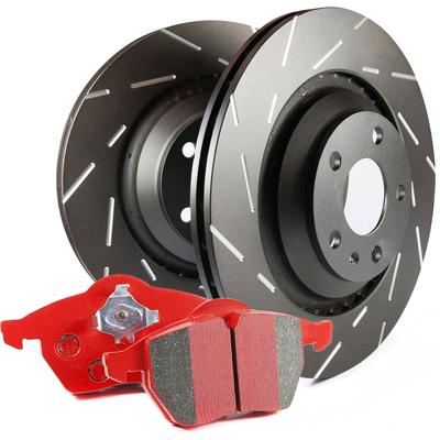 EBC Brake Disc and Pad Kit S4 Redstuff Ceramic USR Sport Slotted Rotors, Front, S4KF1809