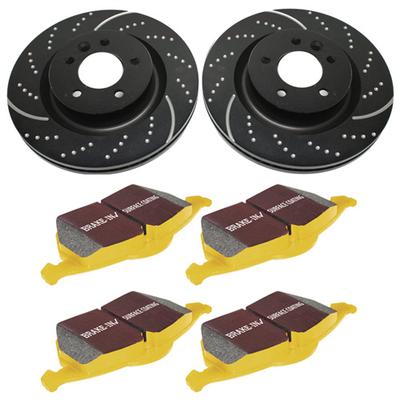 EBC Brake Disc & Pad Kit S5 Yellowstuff GD Sport Slotted Dimpled Super Street Rotors, Front, S5KF1422