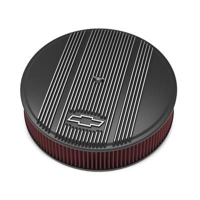 Holley Air Cleaner Assembly Steel Satin Black Vintage Finned Series, nan, 90-day limited warranty 120-172