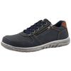 Sneaker ROMIKA, Herren, Gr. 46, blau (navy, braun), Lederimitat, kontrastfarbene Details, casual, Schuhe, Halbschuh, Freizeitschuh, Schnürschuh mit modischen Kontrastnähten