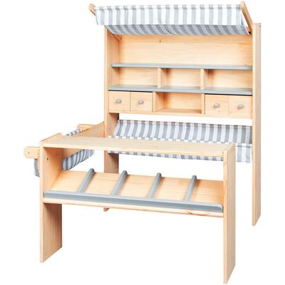 Kaufladen PINOLINO "Marktstand Lucy, grau", grau, Kaufläden, KinderB:107cm H:127cm T:95cm, Holz teilmassiv, B:107cm H:127cm T:95cm